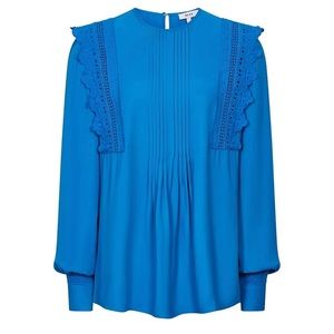 Reiss Bexley Pleated Embroidered Crepe Blouse